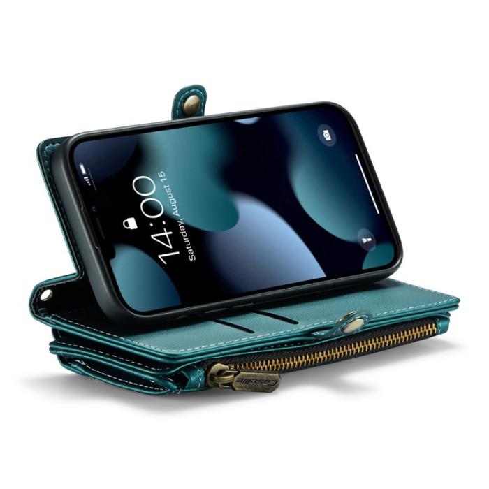 Caseme - CASEME Plånboksfodral Konstläder för iPhone 13 mini med kortfack - Grön