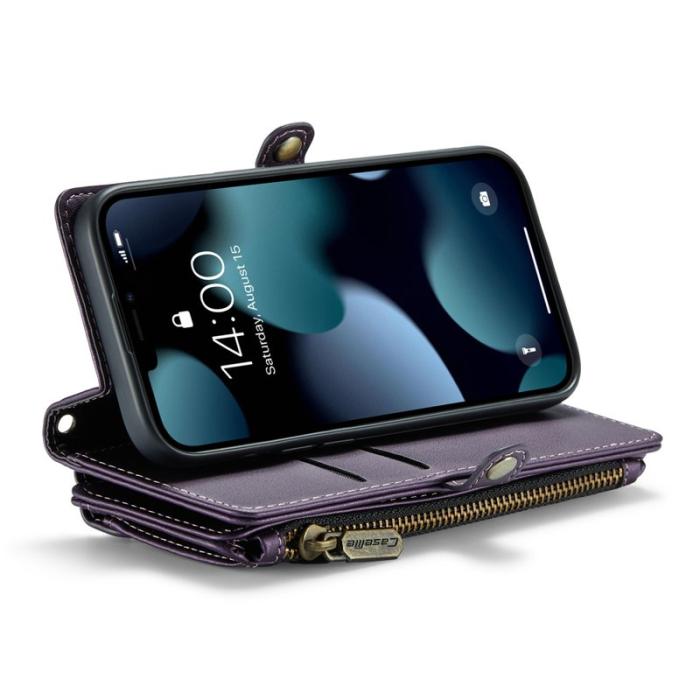 Caseme - CASEME Plånboksfodral Konstläder för iPhone 13 mini med kortfack - Lila