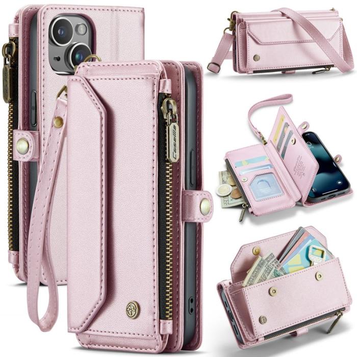 Caseme - CASEME Plånboksfodral Konstläder för iPhone 13 mini med kortfack - Rosa