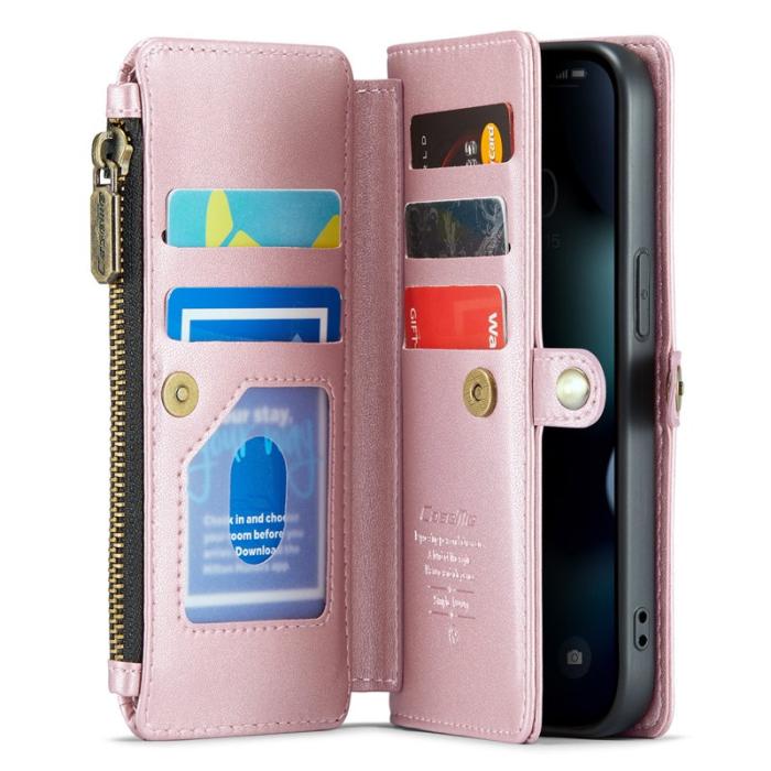 Caseme - CASEME Plånboksfodral Konstläder för iPhone 13 mini med kortfack - Rosa