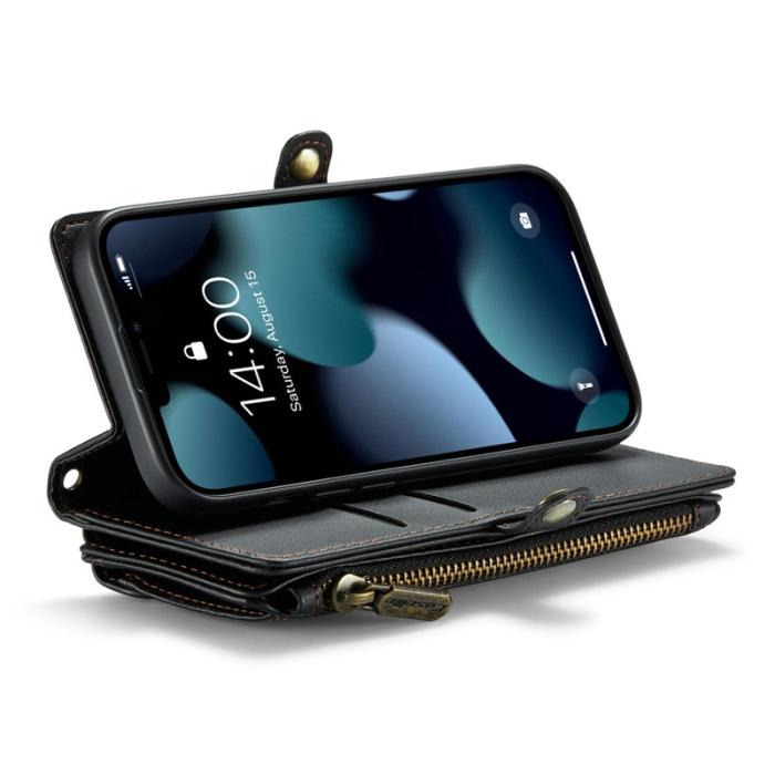 Caseme - CASEME Plånboksfodral Konstläder för iPhone 13 mini - Svart