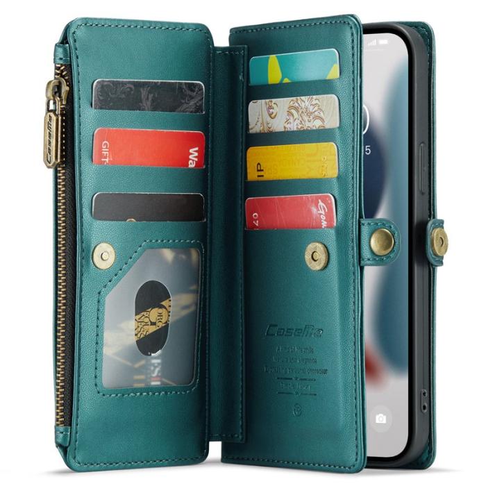 Caseme - CASEME Plånboksfodral Konstläder för iPhone 13 Pro Max - Grön