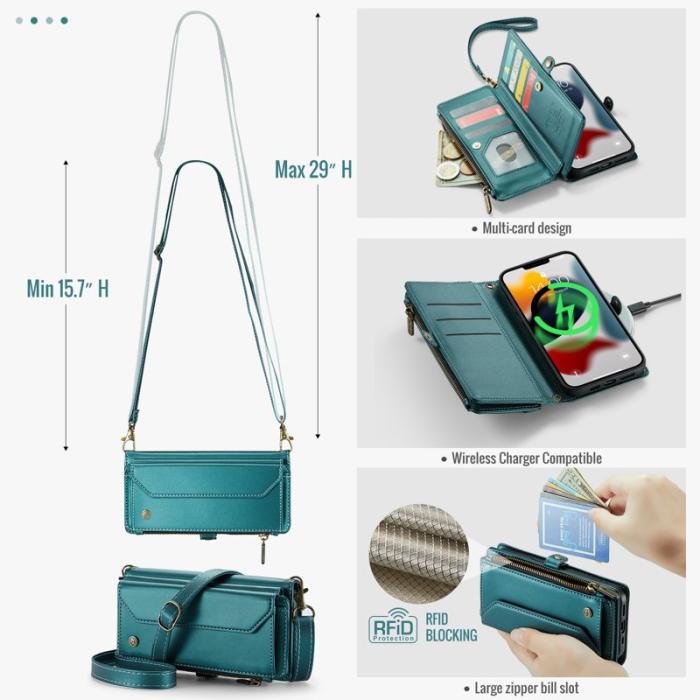 Caseme - CASEME Plånboksfodral Konstläder för iPhone 13 Pro Max - Grön