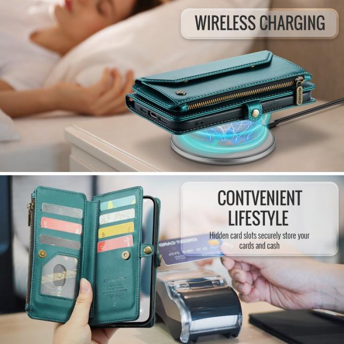 Caseme - CASEME Plånboksfodral Konstläder för iPhone 13 Pro Max - Grön