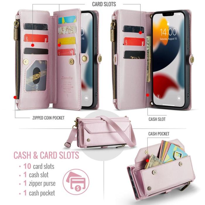 Caseme - CASEME Plånboksfodral Konstläder för iPhone 13 Pro Max - Rosa