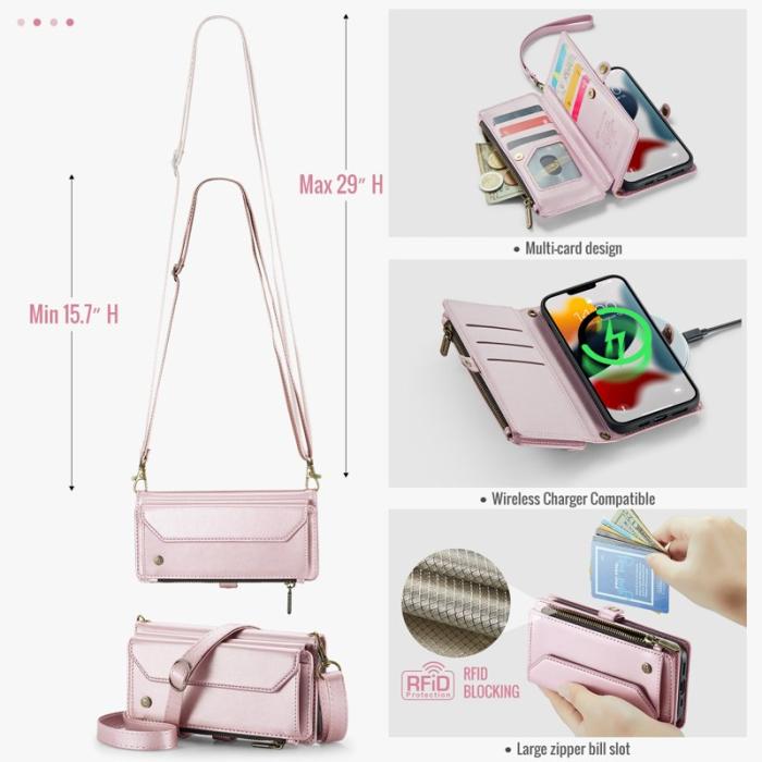 Caseme - CASEME Plånboksfodral Konstläder för iPhone 13 Pro Max - Rosa