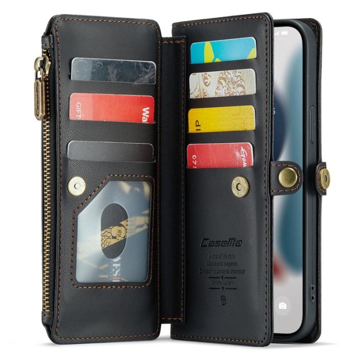 Caseme - CASEME Plånboksfodral Konstläder för iPhone 13 Pro Max - Svart