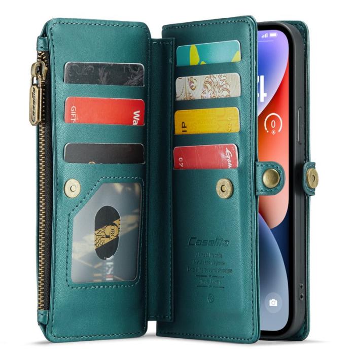 Caseme - CASEME Plånboksfodral Konstläder för iPhone 14 Plus med kortfack - Grön