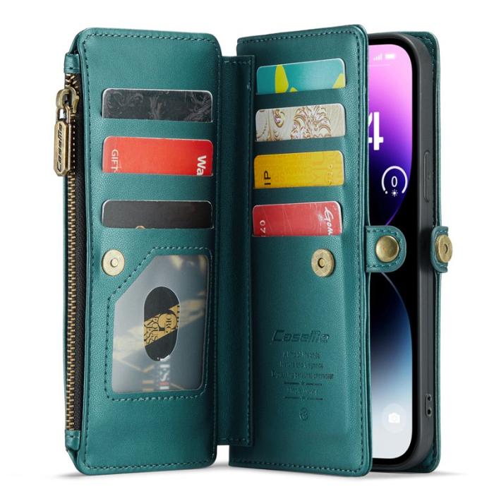 Caseme - CASEME Plånboksfodral Konstläder för iPhone 14 Pro Max - Grön