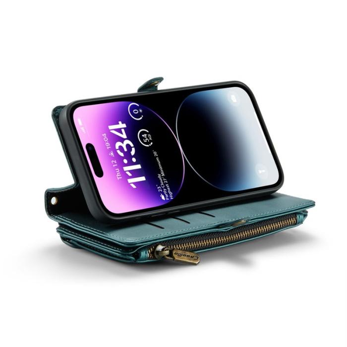 Caseme - CASEME Plånboksfodral Konstläder för iPhone 14 Pro Max - Grön