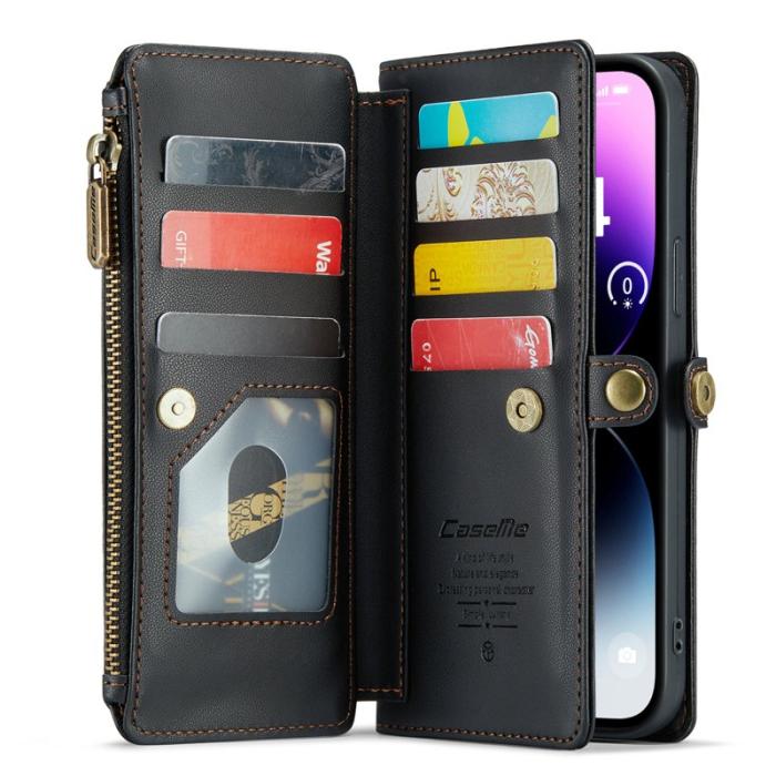Caseme - CASEME Plånboksfodral Konstläder för iPhone 14 Pro Max - Svart