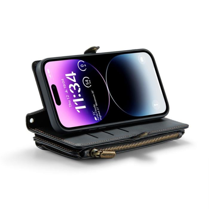 Caseme - CASEME Plånboksfodral Konstläder för iPhone 14 Pro Max - Svart