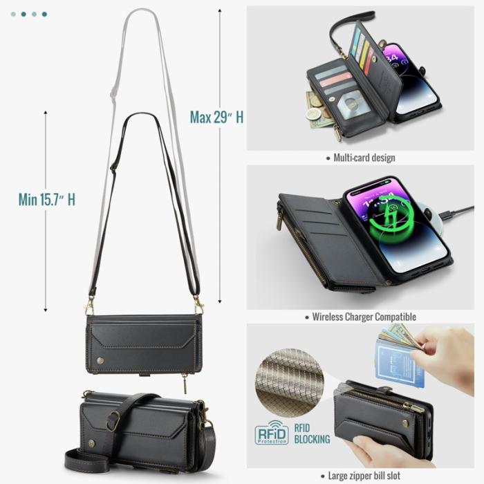 Caseme - CASEME Plånboksfodral Konstläder för iPhone 14 Pro Max - Svart