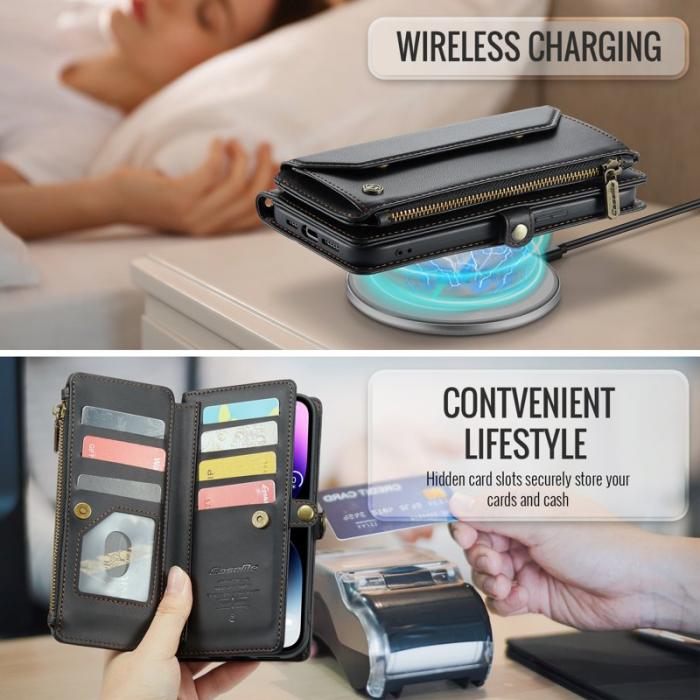 Caseme - CASEME Plånboksfodral Konstläder för iPhone 14 Pro Max - Svart