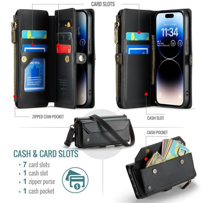 Caseme - CASEME C36 Läderfodral för iPhone 14 Pro - Svart