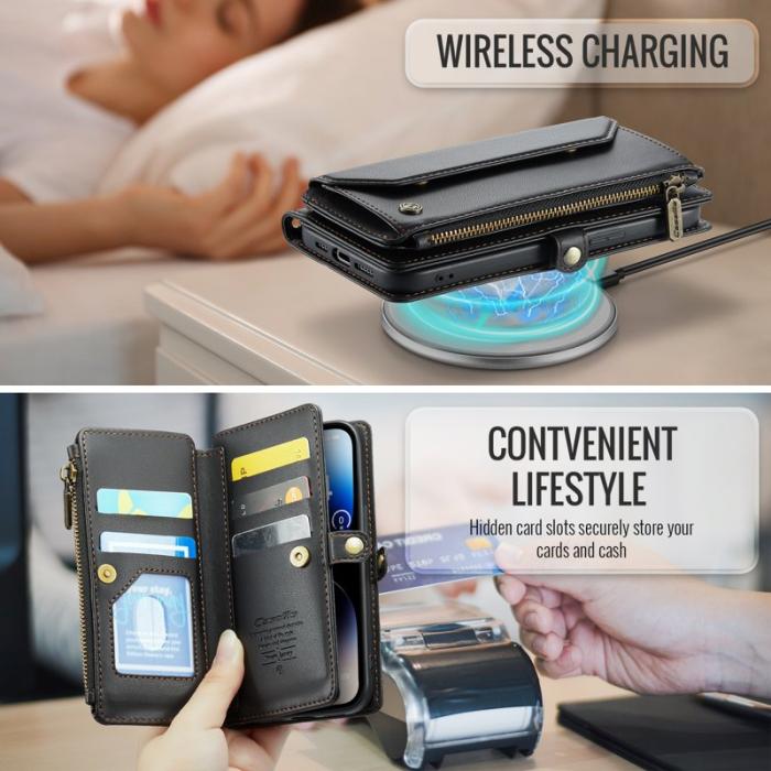 Caseme - CASEME C36 Läderfodral för iPhone 14 Pro - Svart