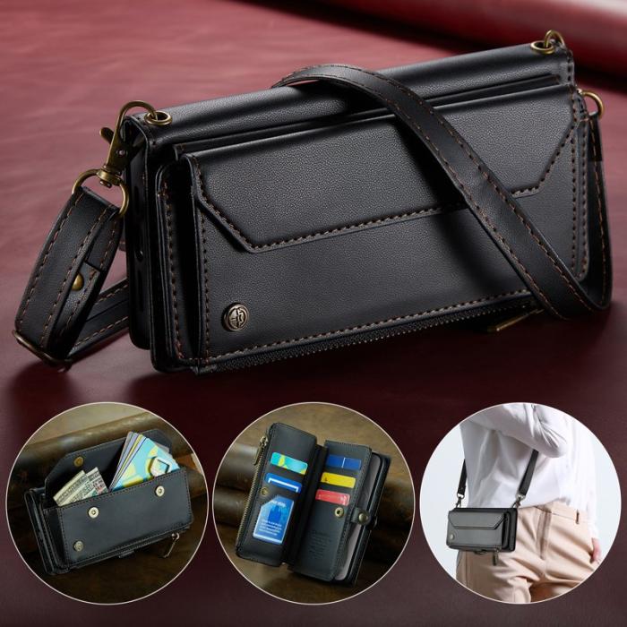 Caseme - CASEME C36 Läderfodral för iPhone 15 med kortfack - Svart