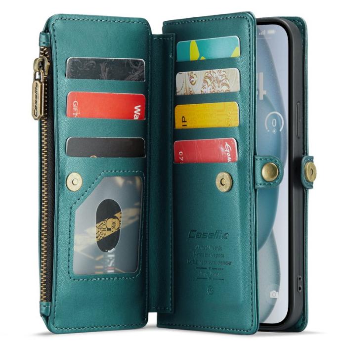 Caseme - CASEME C36 Läderfodral för iPhone 15 Plus - Grön