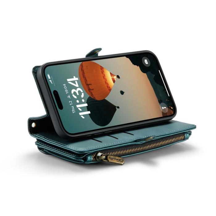 Caseme - CASEME Plånboksfodral Konstläder för iPhone 16 med kortfack - Grön