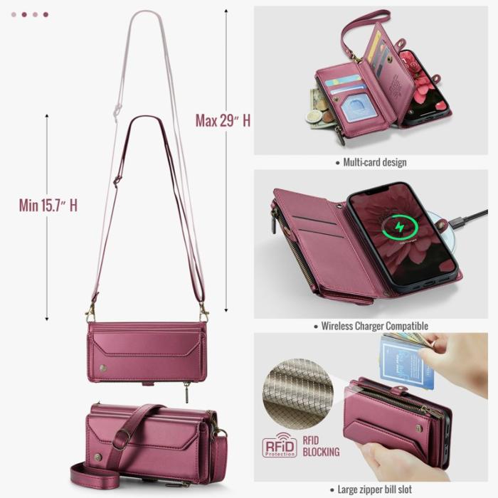 Caseme - CASEME C36 Läderfodral för iPhone 16e med kortfack - Röd