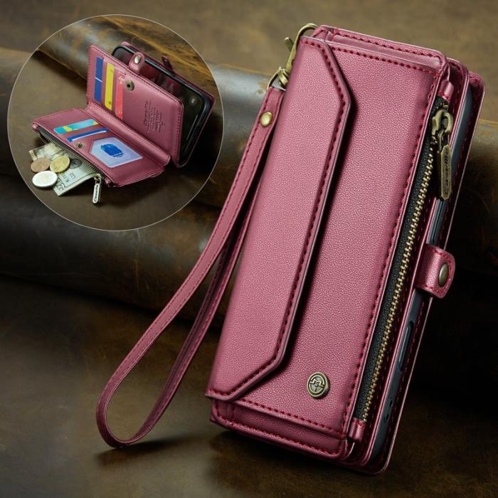 Caseme - CASEME C36 Läderfodral för iPhone 17 med dragkedja Röd