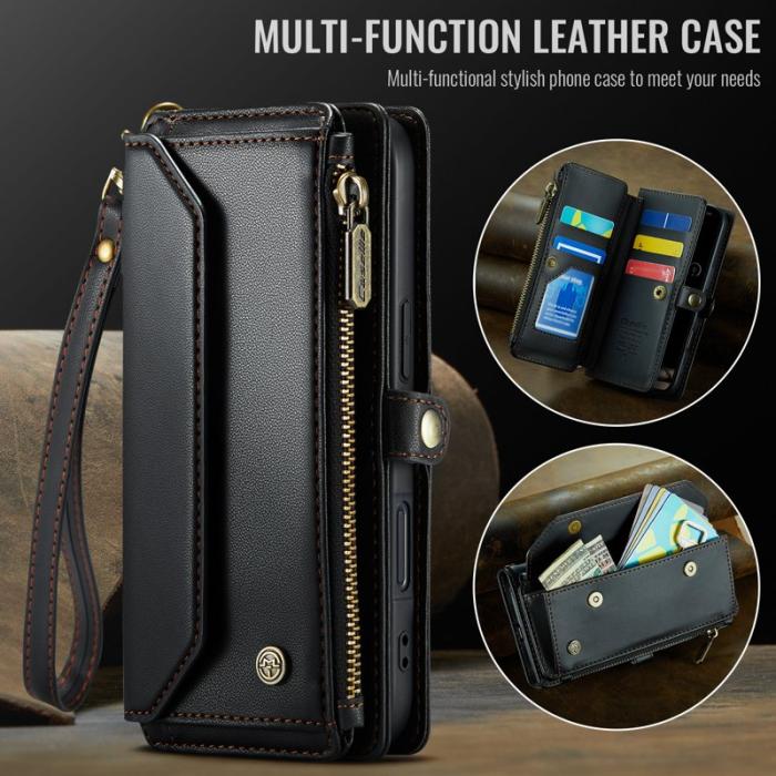 Caseme - CASEME C36 Läderfodral för iPhone 17 med dragkedja - Svart