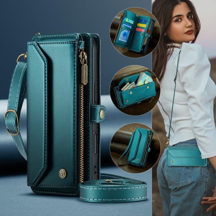 Caseme - CASEME C36 Läderfodral för iPhone 17 Pro - Grön, 10 kortslots