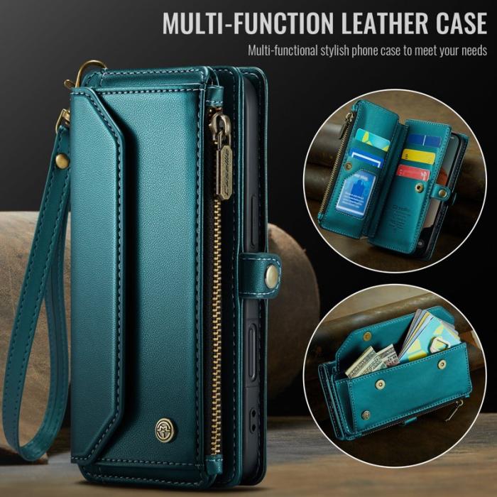 Caseme - CASEME C36 Läderfodral för iPhone 17 Pro - Grön, 10 kortslots