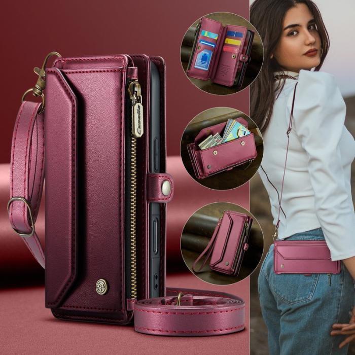 Caseme - CASEME C36 Läderfodral för iPhone 17 Pro med dragkedja - Röd