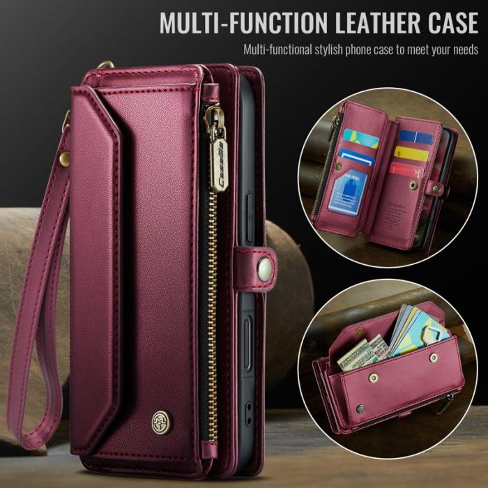 Caseme - CASEME C36 Läderfodral för iPhone 17 Pro med dragkedja - Röd