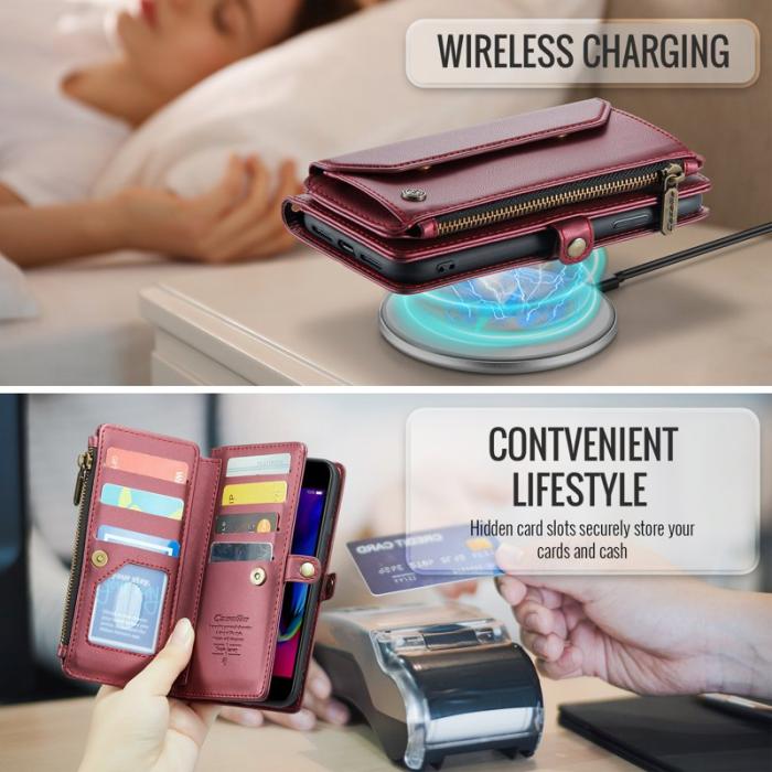 Caseme - CASEME C36 Läderfodral för iPhone 6 Plus - Vinröd