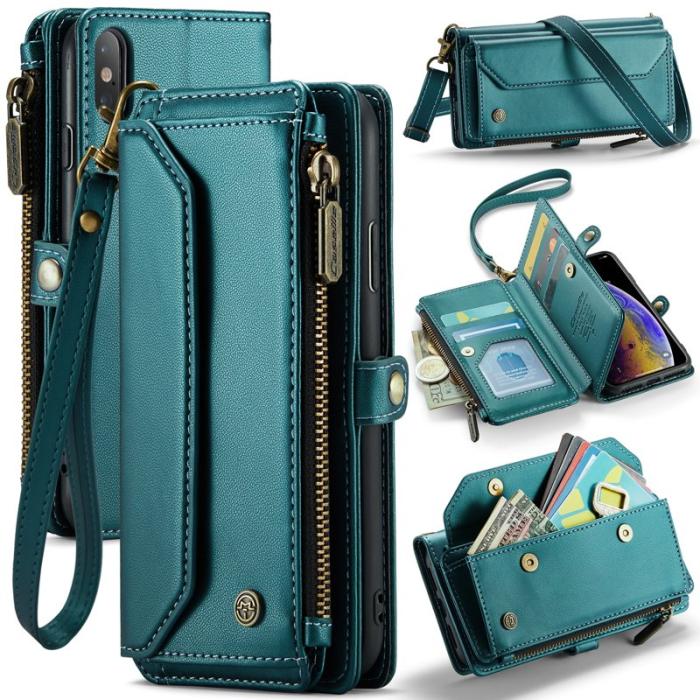 Caseme - CASEME C36 Läderfodral för iPhone X/XS med kortfack - Grön