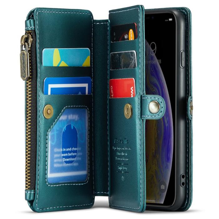 Caseme - CASEME C36 Läderfodral för iPhone X/XS med kortfack - Grön