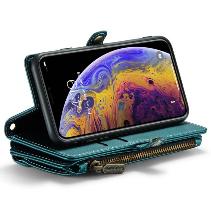 Caseme - CASEME C36 Läderfodral för iPhone X/XS med kortfack - Grön