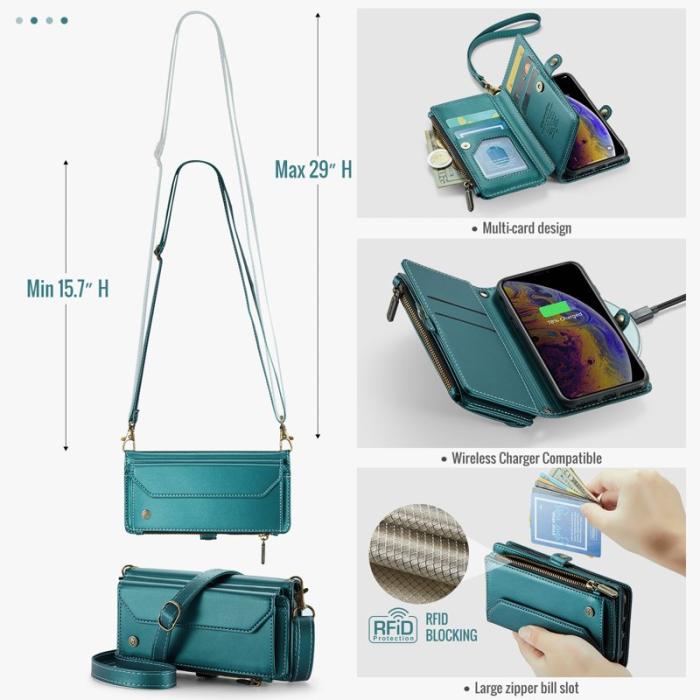 Caseme - CASEME C36 Läderfodral för iPhone X/XS med kortfack - Grön