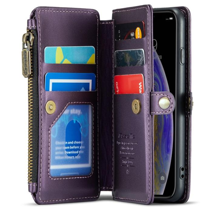 Caseme - CASEME Plånboksfodral Konstläder för iPhone X/XS med kortfack - Lila