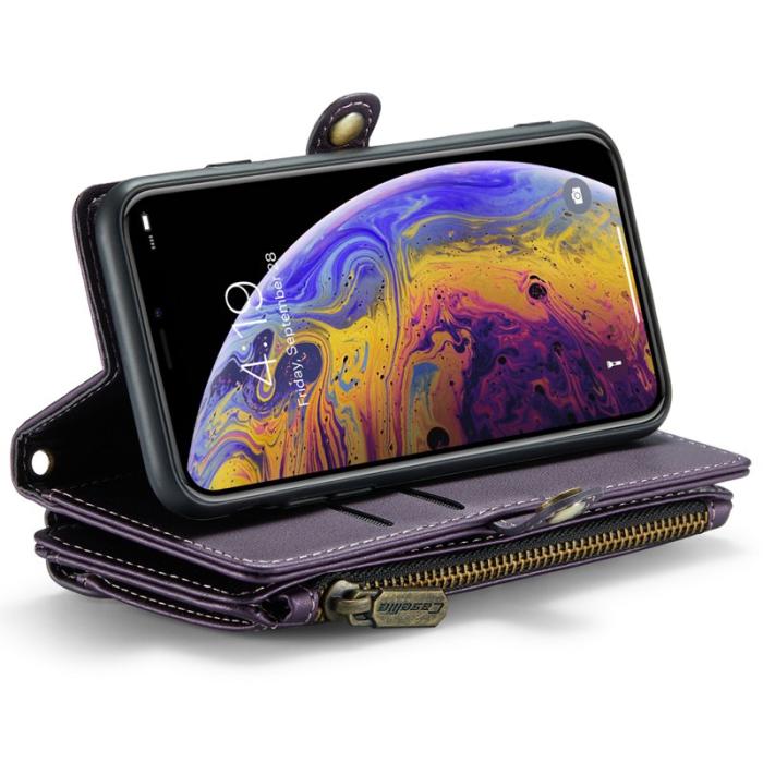 Caseme - CASEME Plånboksfodral Konstläder för iPhone X/XS med kortfack - Lila