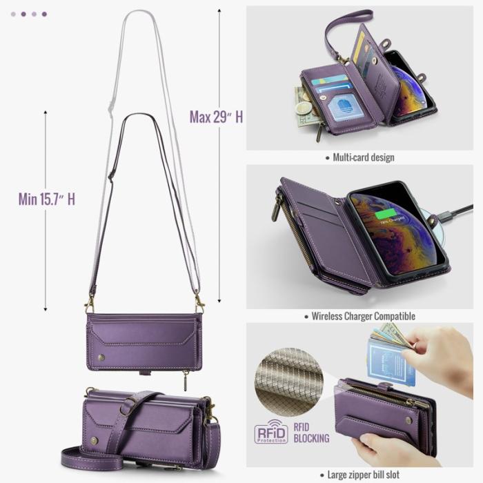 Caseme - CASEME Plånboksfodral Konstläder för iPhone X/XS med kortfack - Lila