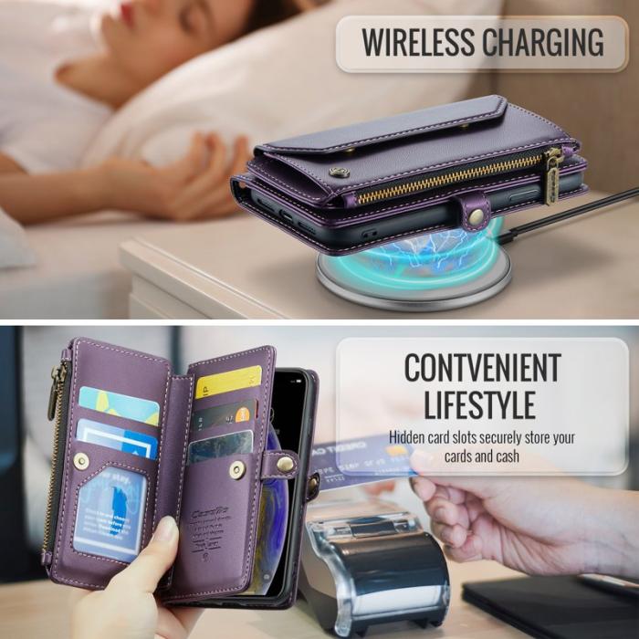 Caseme - CASEME Plånboksfodral Konstläder för iPhone X/XS med kortfack - Lila