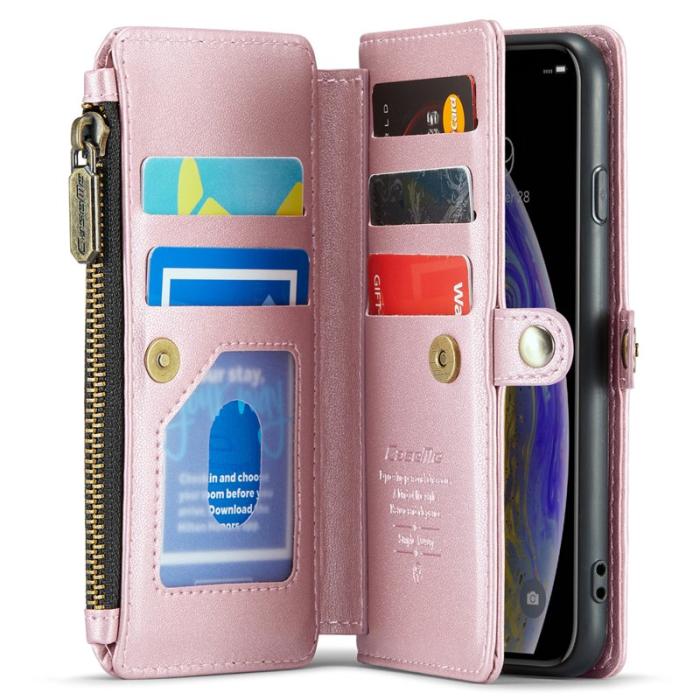 Caseme - CASEME C36 Läderfodral för iPhone X/XS med kortfack - Rosa