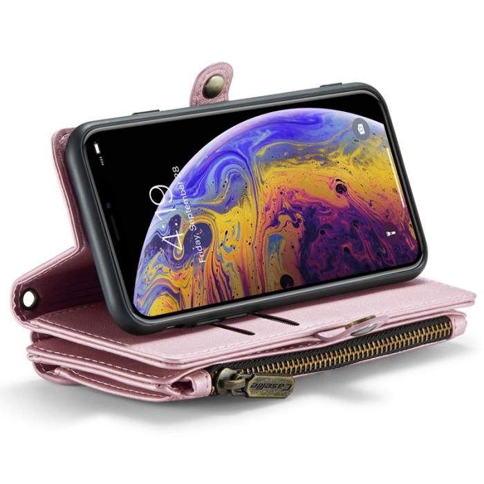 Caseme - CASEME C36 Läderfodral för iPhone X/XS med kortfack - Rosa