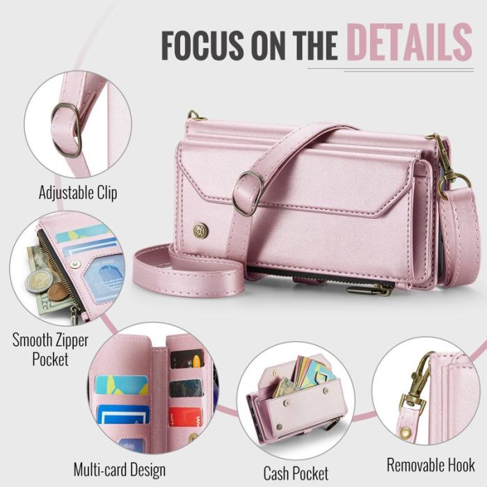 Caseme - CASEME C36 Läderfodral för iPhone X/XS med kortfack - Rosa