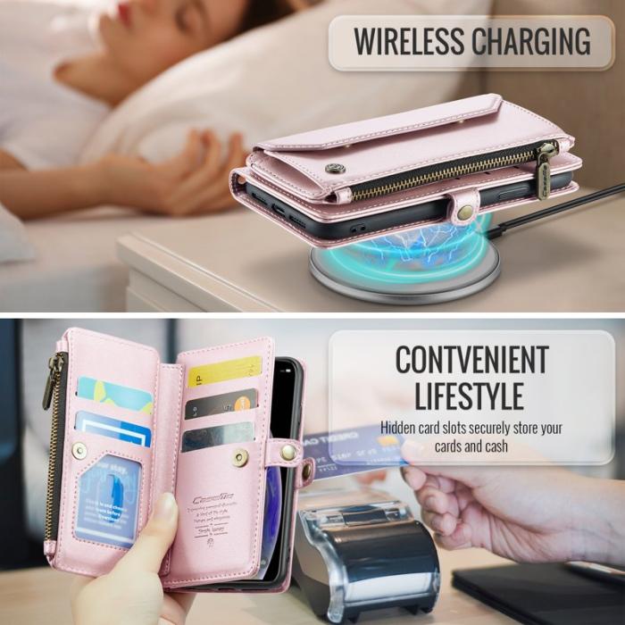 Caseme - CASEME C36 Läderfodral för iPhone X/XS med kortfack - Rosa