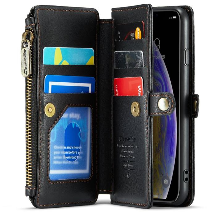 Caseme - CASEME C36 Läderfodral för iPhone X/XS med kortfack - Svart