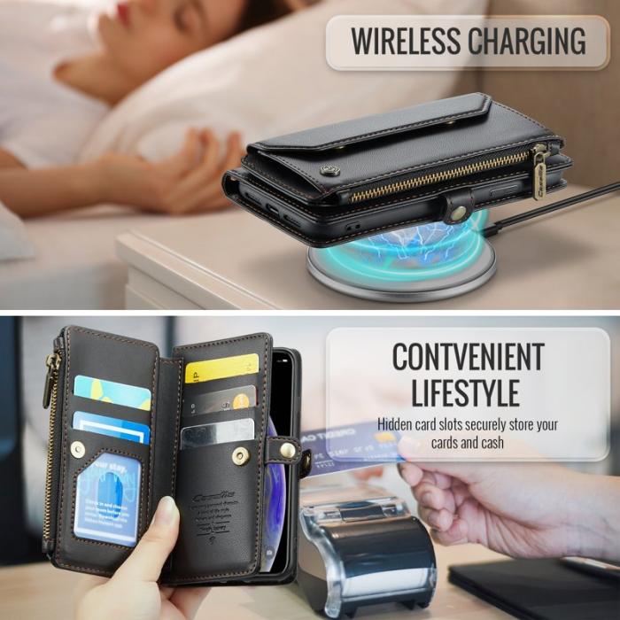 Caseme - CASEME C36 Läderfodral för iPhone X/XS med kortfack - Svart