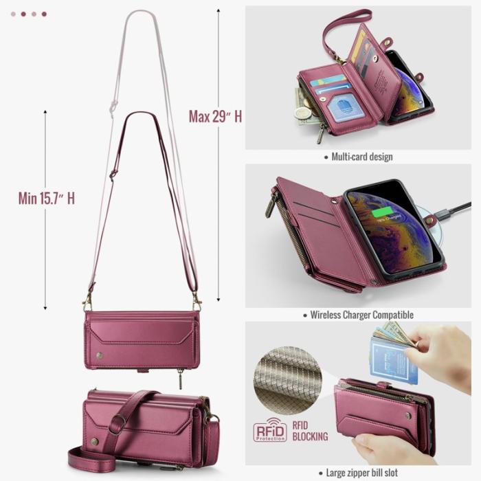 Caseme - CASEME C36 Läderfodral för iPhone X/XS med kortfack - Vinröd