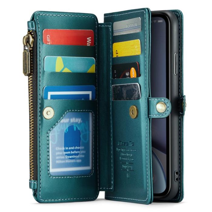 Caseme - CASEME C36 Läderfodral för iPhone XR med kortfack - Grön