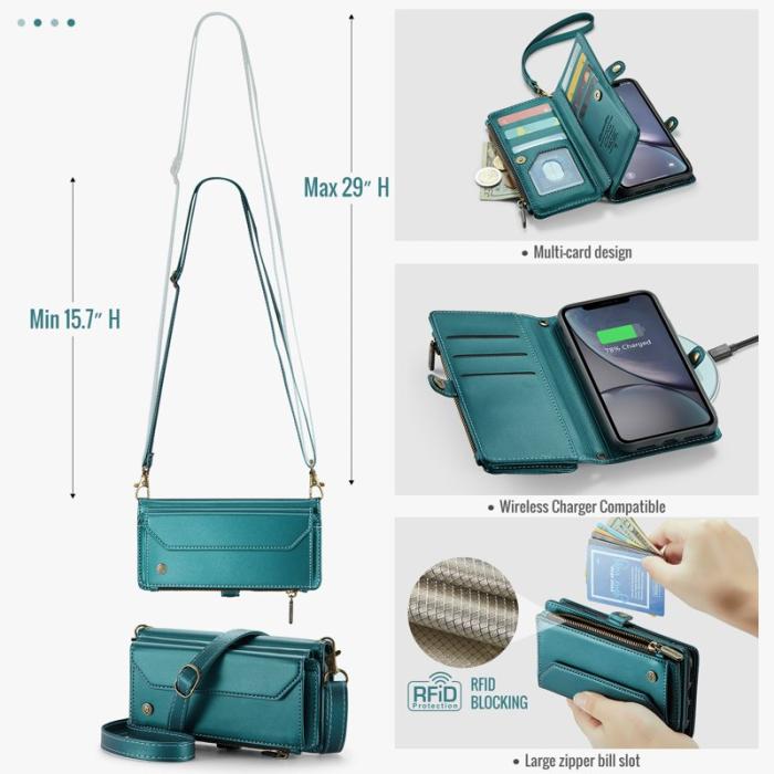 Caseme - CASEME C36 Läderfodral för iPhone XR med kortfack - Grön