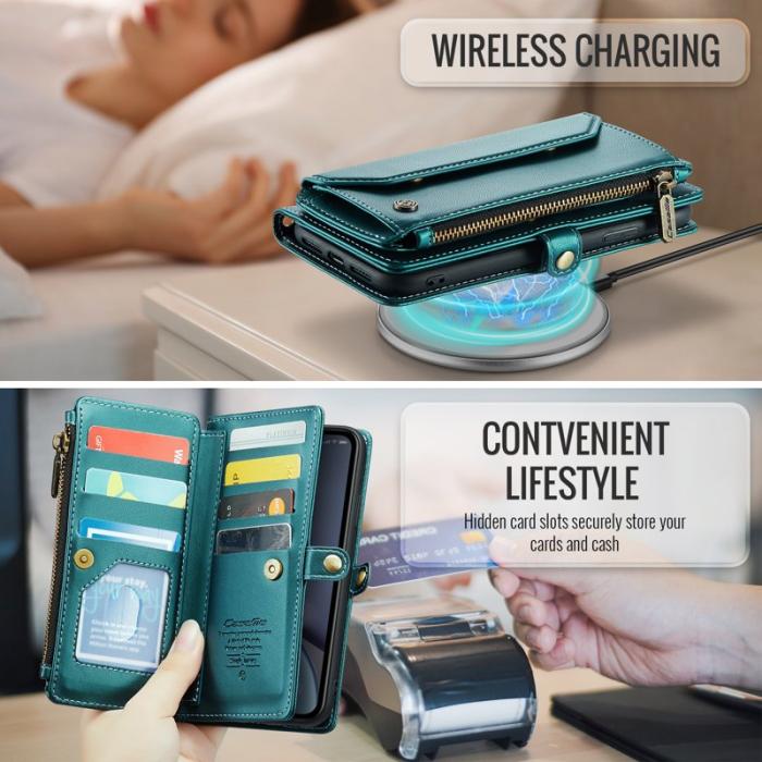 Caseme - CASEME C36 Läderfodral för iPhone XR med kortfack - Grön