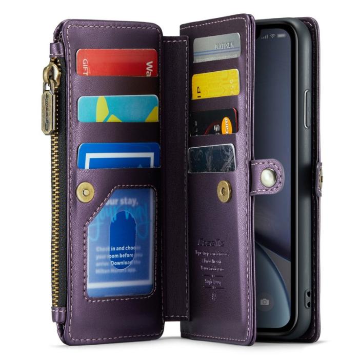 Caseme - CASEME C36 Läderfodral för iPhone XR med kortfack - Lila